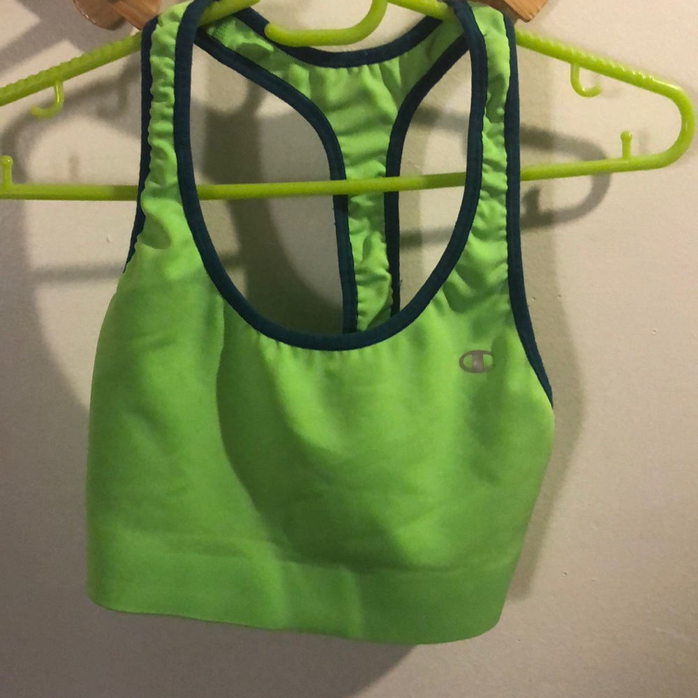 Champion lime blue sports bra size s
